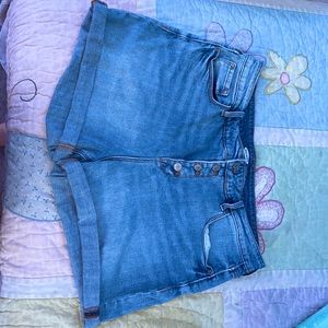 High rise denim shorts